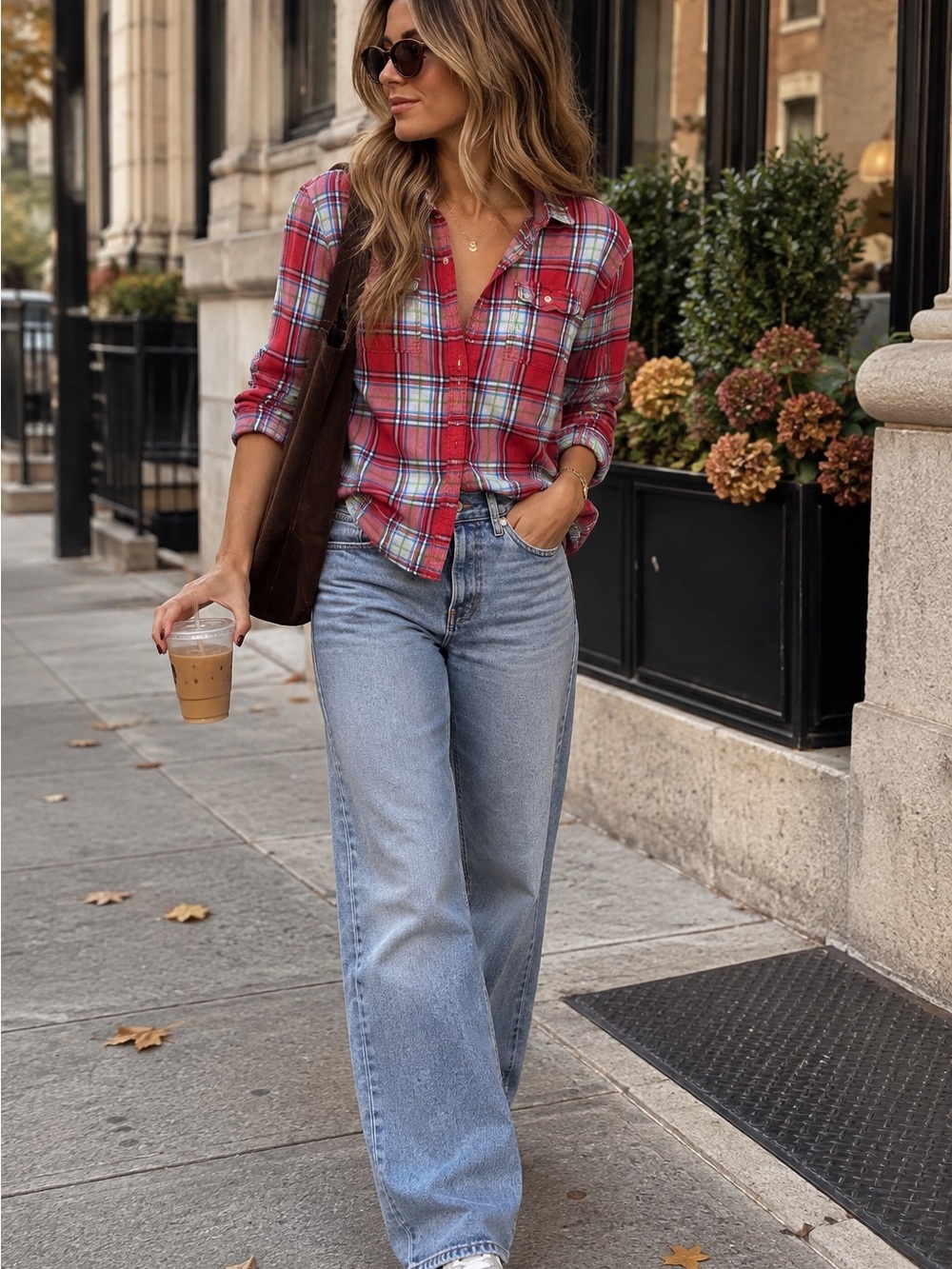 Abercrombie & Fitch Red Plaid Relaxed Button-Down Shirt